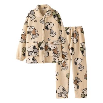【双层加厚】史努比睡衣女士珊瑚绒牛奶绒羊羔绒休闲可外穿家居服