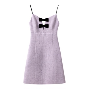 【世家门阀】定制羊毛粗花呢 直角肩短款箱型外套+吊带连衣裙套装