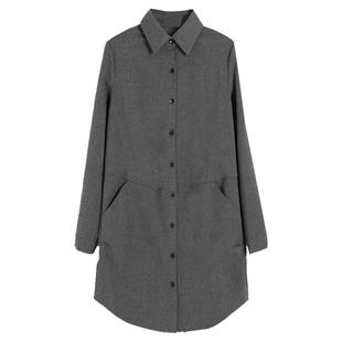 中长款衬衫女士春季小众设计感遮屁股上衣秋显瘦外套加厚磨毛衬衣