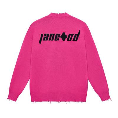 字母提花毛衣J.C重磅针织衫圆领