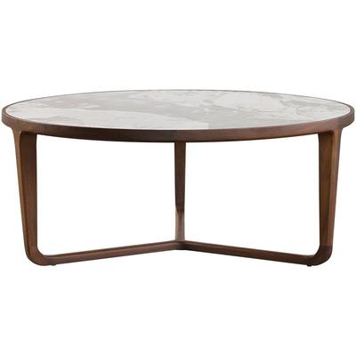 北美黑胡桃木实木岩板圆形茶几