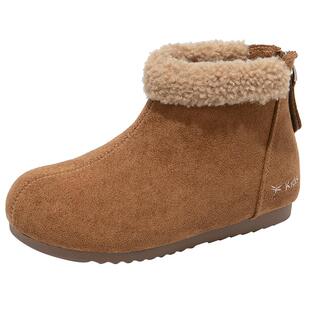 红蜻蜓女童鞋子儿童雪地靴短靴2026新款冬季宝宝棉鞋加绒女孩大童