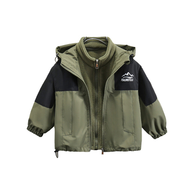 男童三合一冲锋衣儿童夹棉外套秋冬装宝宝保暖摇粒绒两件套可拆卸