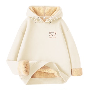 拉夏贝尔卫衣女秋冬显瘦正肩高级感超好看上衣加绒加厚连帽外套冬