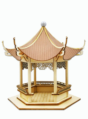 芙蓉亭六角亭木质拼装建筑模型