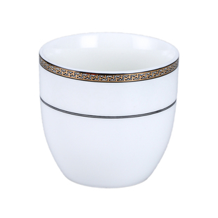 5个装陶瓷商用茶杯酒店摆台描金杯子早茶楼杯子餐厅饭店家用口杯