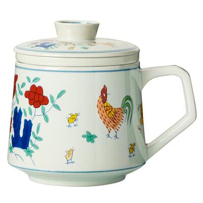 成化斗彩鸡缸茶杯茶水分离办公杯