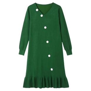 Outlets品牌折扣 ZB冬装新款撤柜正品优雅气质中裙微弹长袖连衣裙