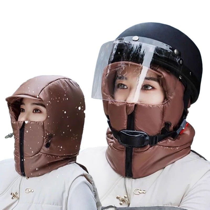 冬季保暖帽女骑车电动车护脸护耳围脖一体加厚雷锋帽户外防寒神器