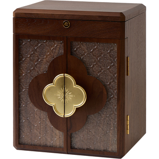 梵瀚实木质首饰盒带锁轻奢高档大容量结婚新年礼物黄金饰品收纳盒