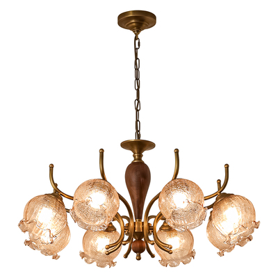 罗曼全铜法式中古美式复古客厅吊灯北美黑胡桃木怀旧vintage主卧