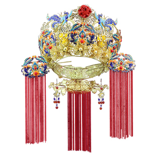 凤冠明制头饰女新娘中式结婚饰品汉服婚礼汉婚发冠步摇红流苏发钗