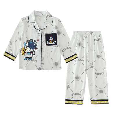 纯棉春秋季空调服儿童睡衣家居服