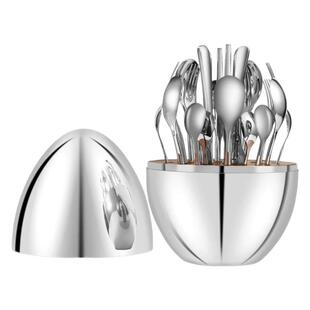 轻奢高级感欧洲意式心境蛋银蛋餐具刀叉西餐蛋形餐具套装收纳蛋壳