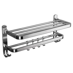 304不锈钢置物架卫生间毛巾浴巾架子一体免打孔壁挂浴室卫浴收纳