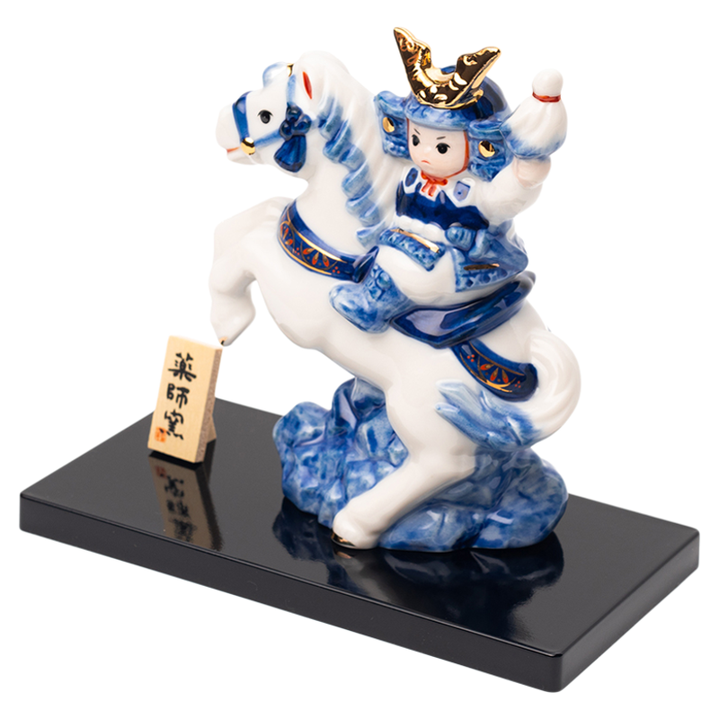 日本药师窑进口骑马人偶摆件男孩