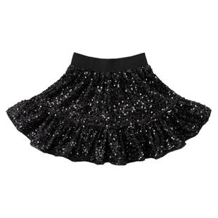 女童亮片半身裙儿童百褶短裙小香风黑色蓬蓬蛋糕裙子宝宝春秋冬季