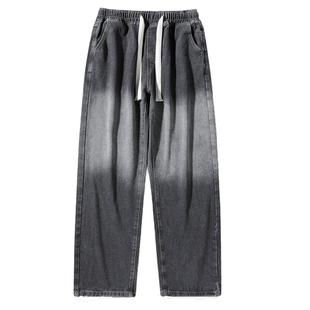 渐变牛仔裤男2025新款秋冬cleanfit美式高街宽松直筒潮牌休闲裤子