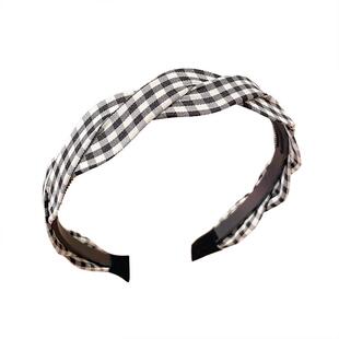 格纹发箍女初中生小女孩日常外戴洗脸头箍不勒头女童压发防滑发卡