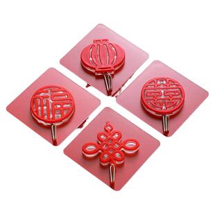 福字红色喜庆挂钩强力粘胶免打孔粘钩无痕墙壁承重门挂中国结钩子