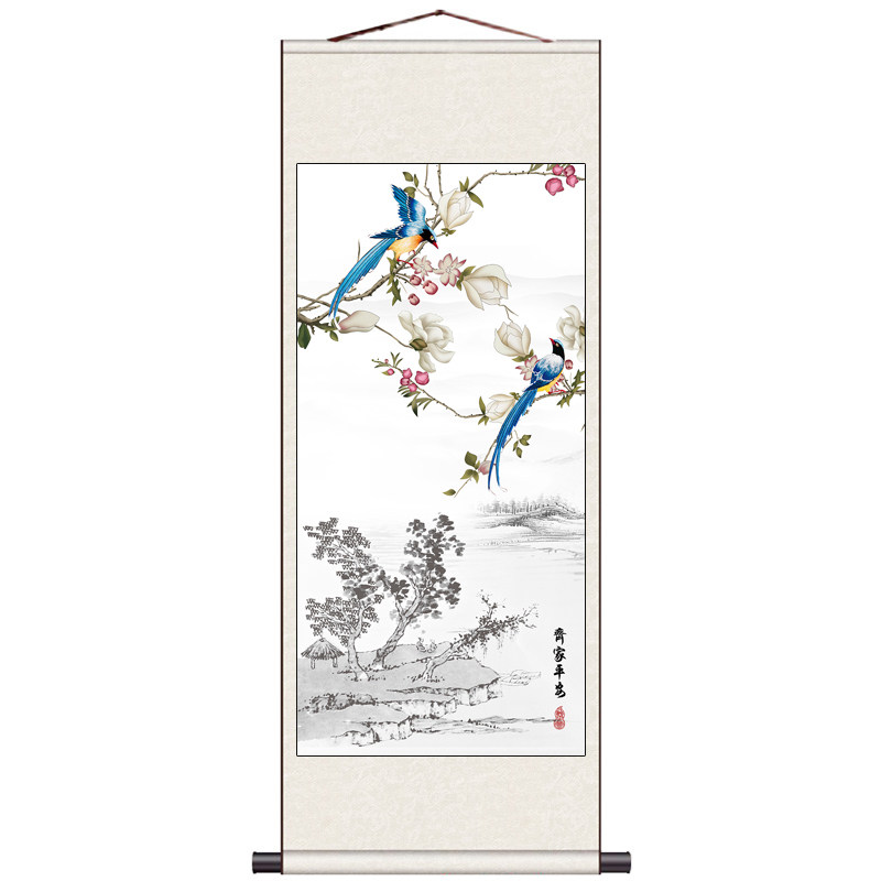 孔雀牡丹国画真迹名画客厅装饰画