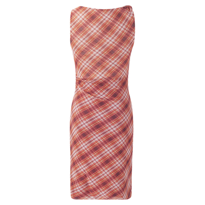 SYT自制纽结不对称格纹短连衣裙