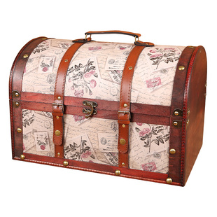 复古收纳箱储物箱家用玩具置物箱老式带锁大容量整理木箱子收纳盒