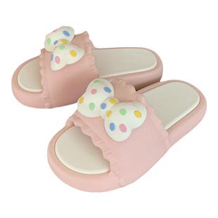 儿童室内外凉拖鞋亲子夏季仙女风波点蝴蝶结女童海边度假沙滩拖鞋