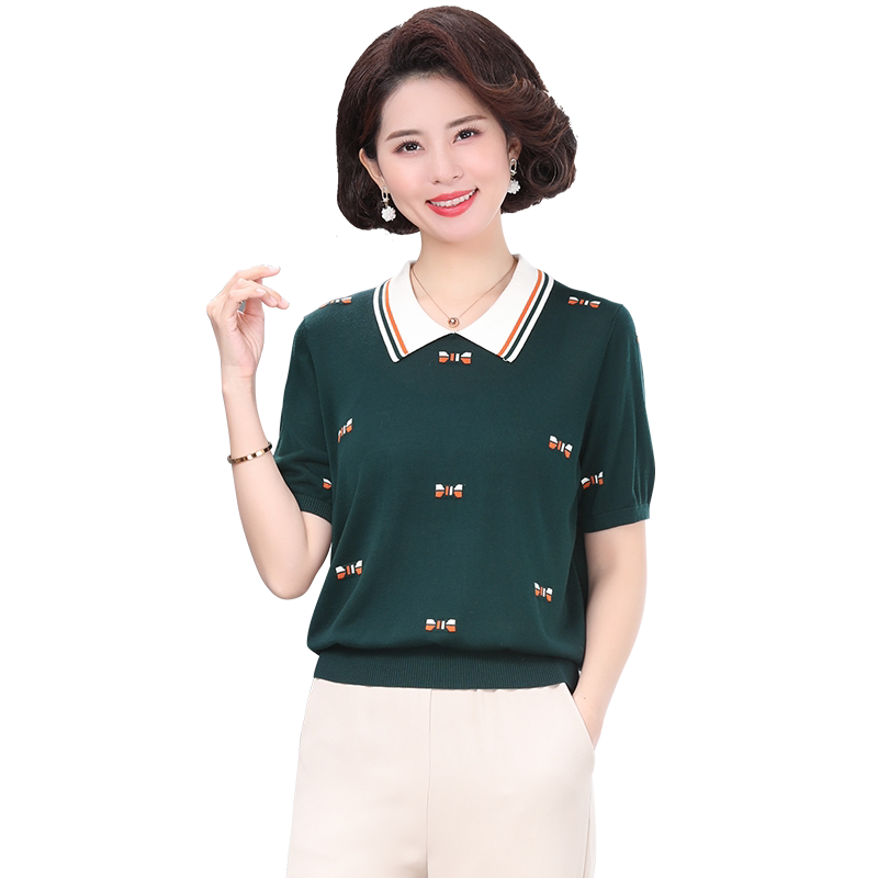 中老年妈妈高档天丝针织衫上衣女