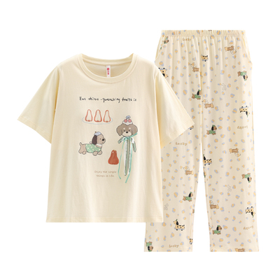 芬腾纯棉带胸垫女春夏家居服套装