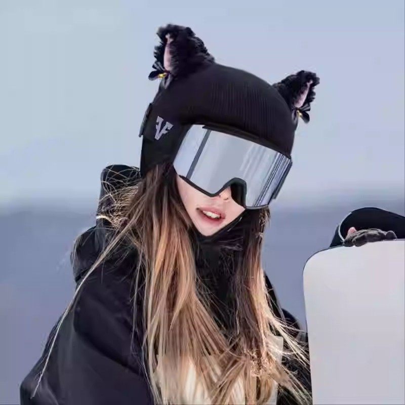 滑雪头盔装饰罩毛线针织软盔雪盔帽子保护头套显眼包可爱外搭配件