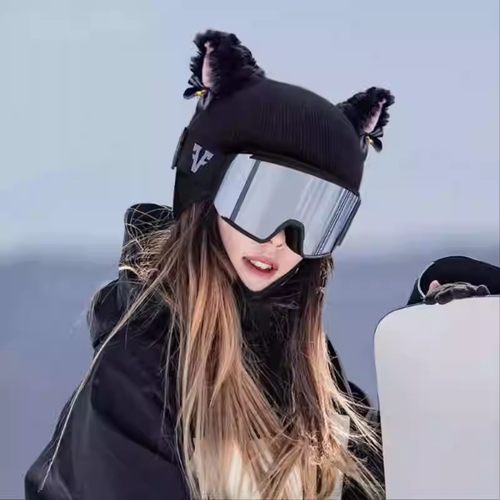滑雪头盔装饰罩毛线针织软盔雪盔帽子保护头套显眼包可爱外搭配件