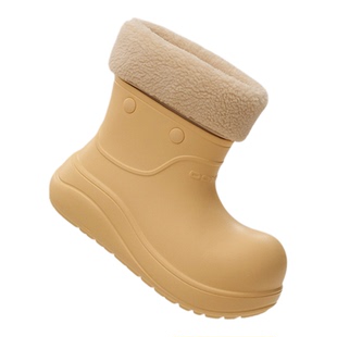 多嘴驴Donkey黄色小丑鞋女款冬季加绒保暖雪地靴厚底防滑防水棉鞋