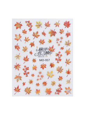 秋冬红色枫叶美甲贴纸指甲装饰品
