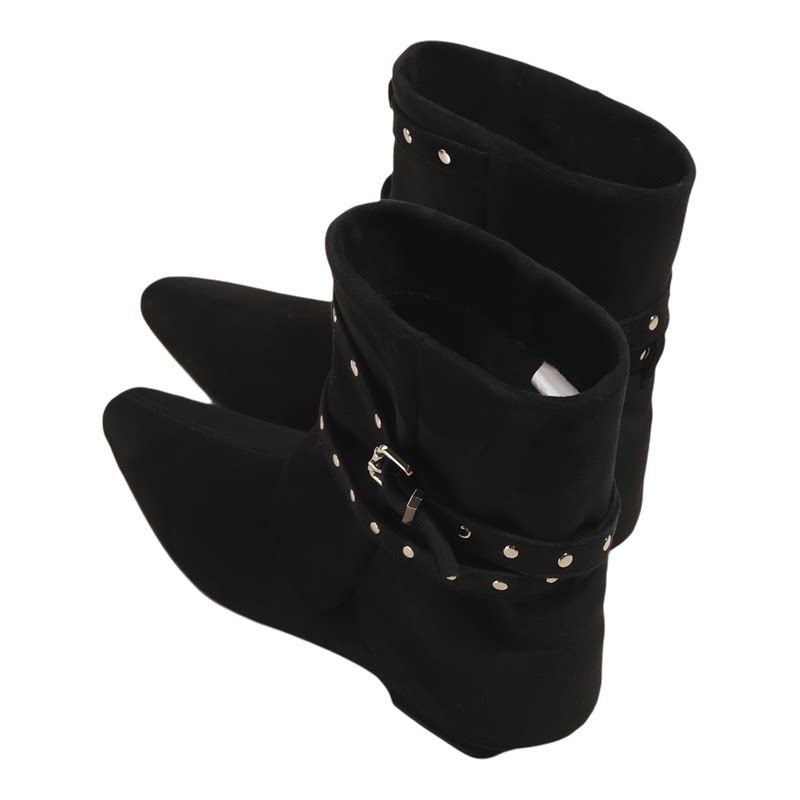 FOXER英伦风尖头裤管靴子女黑色