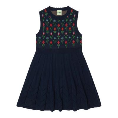 8Z Little现货 丹麦FUB SS26女童针织提花无袖连衣裙开衫有机棉