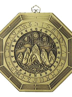 全黄铜光明真言山海镇摆件三山五岳图挂饰招财客厅卧室补角装饰品