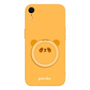 圆脸熊猫适用苹果XR手机壳iPhoneXR新款iPhone液态硅胶ipxr保护套ixr带支架支点壳男女iponexr全包防摔软外壳