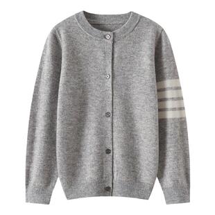 【纯羊毛】秋冬新款男女童装毛衣外套亲子开衫圆领儿童羊毛衫宝宝