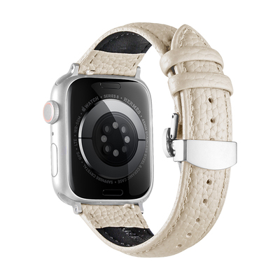 适用米环9pro荔枝纹蝴蝶扣表带