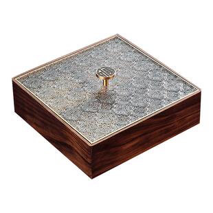 新中式坚果零食收纳盒客厅家用新年分格干果盒瓜子糖果盒实木果盘