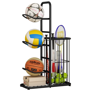 篮球收纳架家用玩具枪足球架羽毛球运动健身器材收纳篮摆设置物架