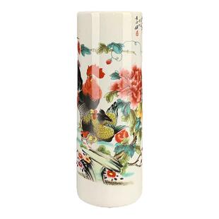 仿古大清乾隆年制粉彩花鸟笔筒 仿古瓷器仿古玩家装家居陶瓷摆件