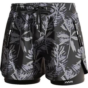 羽克游泳裤男士双层防尴尬2025新款大码泳裤泳帽泳镜三件套装备男