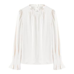 秋水伊人立领衬衫女2026春季新款通勤气质纯色高级法式雪纺衫上衣