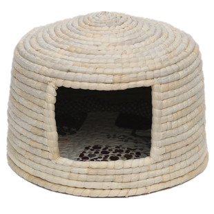 四季猫窝狗窝 冬天保暖宠物草窝 手工草编宠物窝 日式猫咪窝 包邮