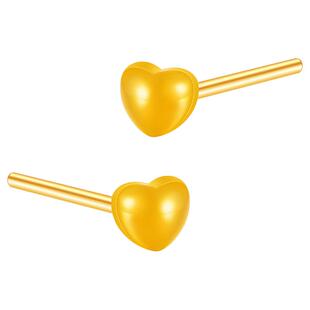 百泰珠宝黄金耳钉999足金养耳棒爱心耳钉耳针耳饰送女友生日礼物