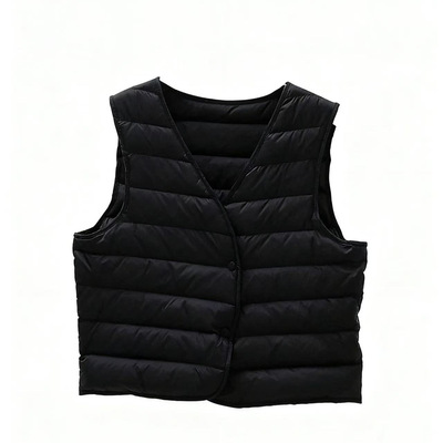 90白鹅绒V领羽绒马甲内胆大码