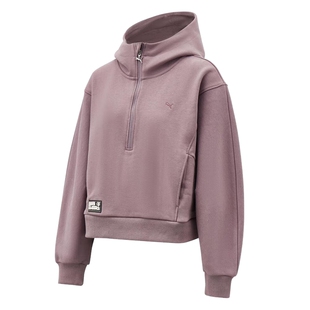 PUMA彪马冬季新款女子半拉链休闲运动针织连帽卫衣外套633515-64