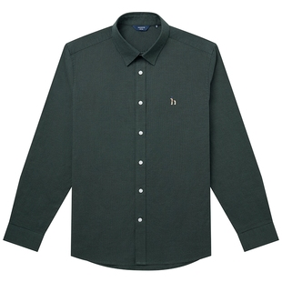 Hazzys哈吉斯千鸟格长袖衬衫男士秋季休闲衬衣通勤商务合体上衣潮